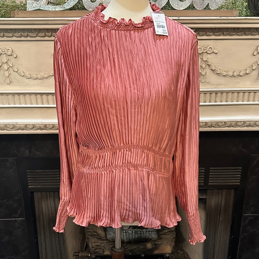 Cato Elegant Pink Pleated Women's Top Size large NWT